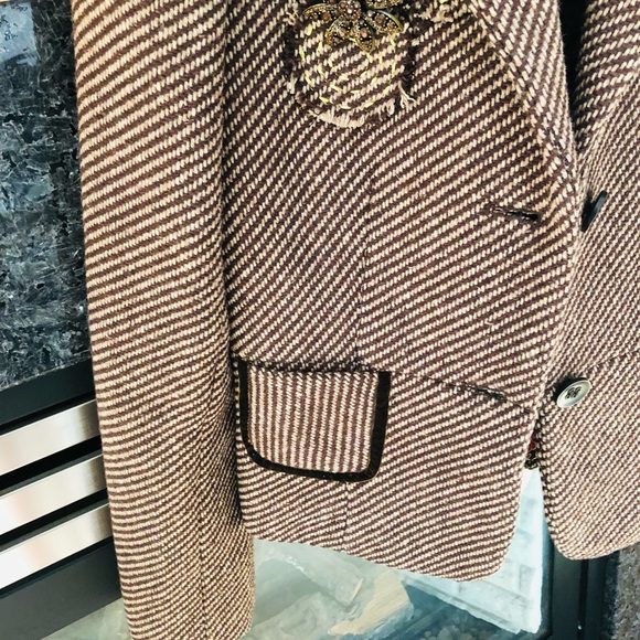 Zara Basic, Women’s Small, Fitted, Diagonal Pattern Blazer, Warm Polyester/Wool. - Picture 10 of 12